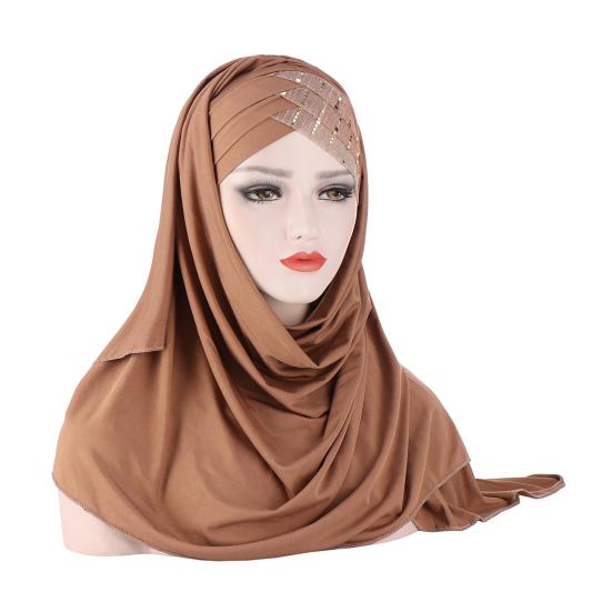 Women Soft Silk with Sequins Hijab Headwrap Headscarf Turban Hat Cap Headwear
