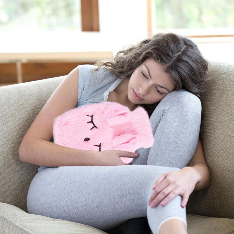 Winter Hot Water Bottle Reusable Hand Warmer Stress Pain Relief Detachable Plush Soft Cozy Cover Cute Fleeced Hand Warmer