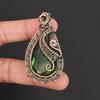 Handmade Antique Copper Wire Wrapped Pendant Green Teardrop Peridot Gemstone Gothic Boho Jewelry for Women