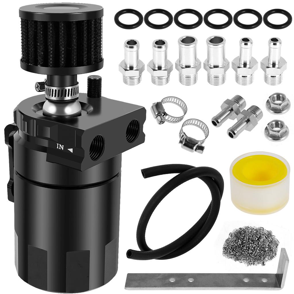 23Stk. Ölabscheider-Kit 300ml Universal Entlüftungsfilter Ausgleichsbehälter Ölabscheider Catch Can Tank Entlüftungszylinderfilter-Kit