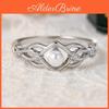 Color Silver Pearl Cubic Imitation Zirconia Ring For Women Elegant Wedding Jewelry Accessories