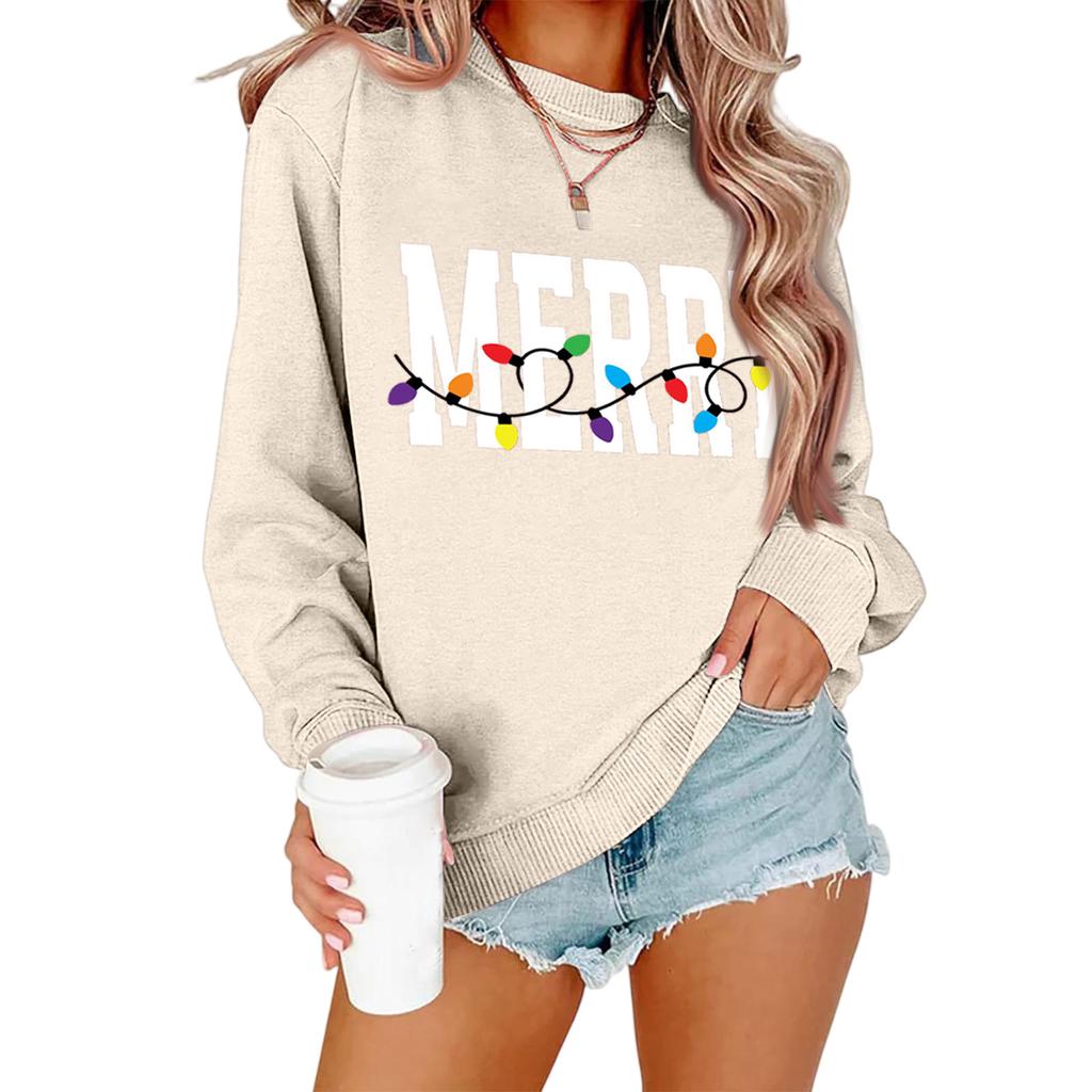 Women's Loose Comfortable Casual Fashionable Character Printing Round Neck Long Sleeved Sweatshirt