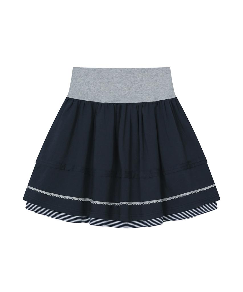 Baup Lace Shirred Skirt [Navy]