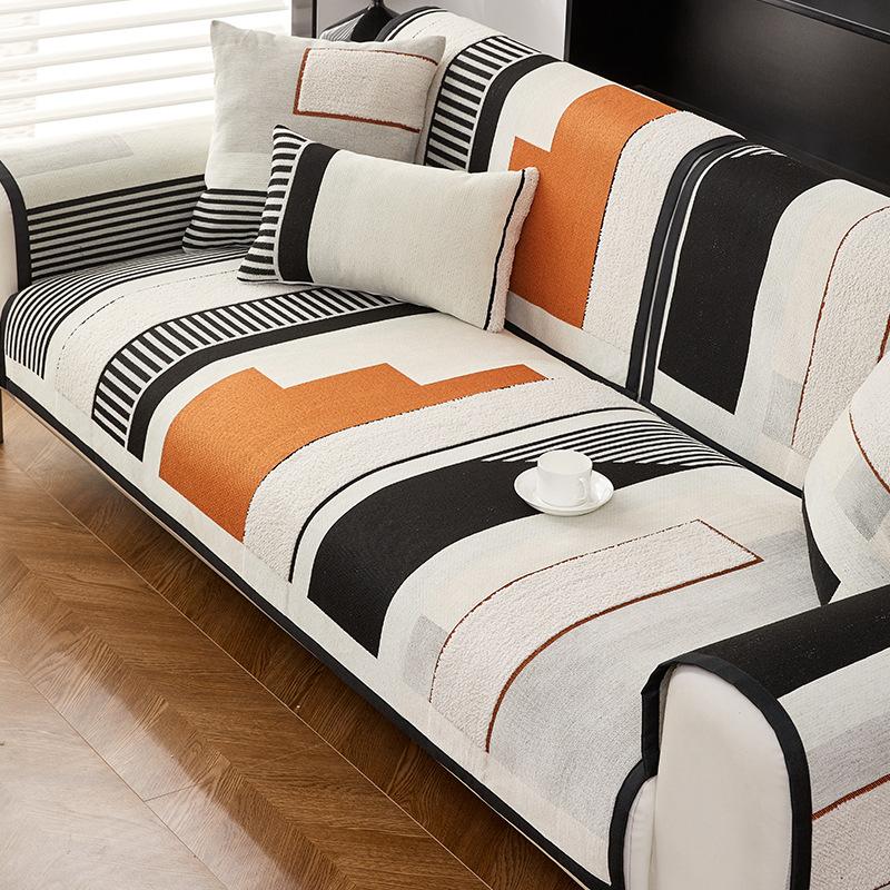 Chenier Sofa Cushion, Universal Non-Slip Seat Cushion For All Seasons, Nordic Light Luxury Leather Sofa Cover  New Cover