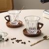 Wooden Plate Espresso Latte Cup Durable Glass Coffee Cup Creative Coffee Tea Set  Breakfast