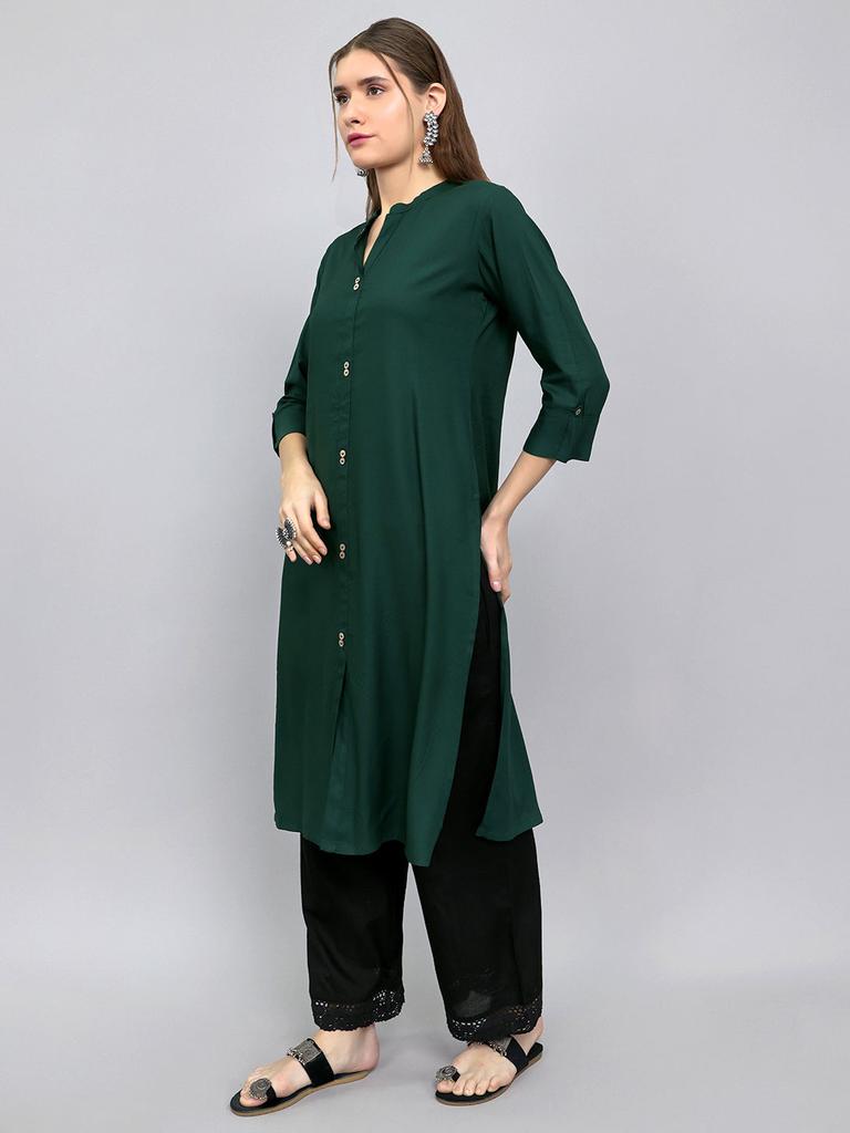MONTE CARLO Women Regular Fit Green Kurti