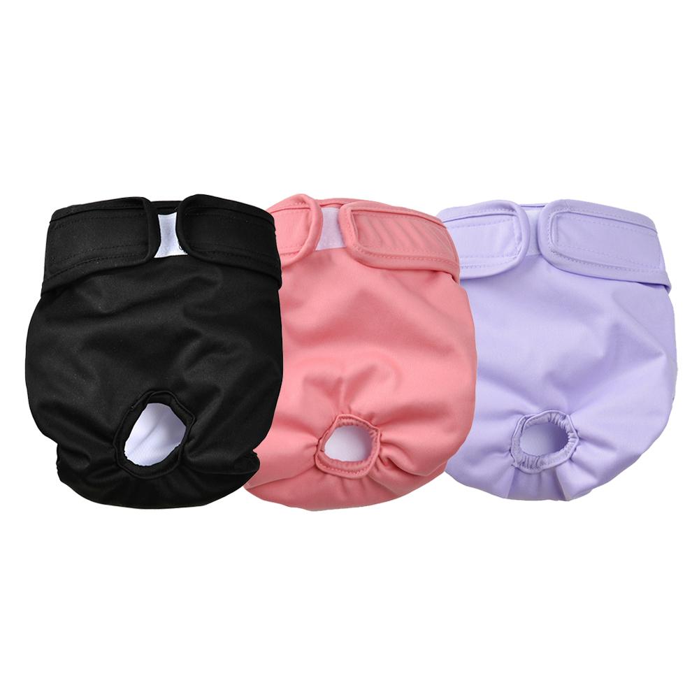 

3pcs Female Dog Diapers Washable Reusable Doggie Puppy Nappies Physiological Pants Cute Adjustable Pet Sanitary Panties Short XS