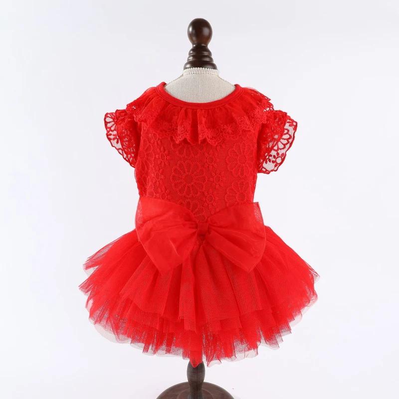 

Dog Wedding Dress Summer Pet Dog Clothes Tutu Skirt Pomeranian Bichon Frise Poodle Schnauzer Clothing Dropshipping Pet Products S красный