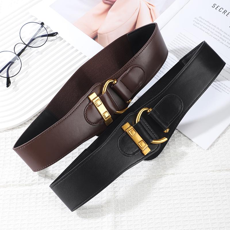 Waist wrap women decorative coat suit with elastic elastic belt free punch fashion retro niche personality belt