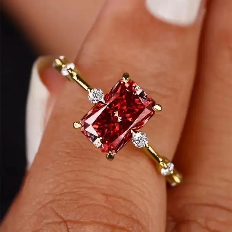 A Korean-style exquisite and versatile heart-shaped ring with a colorful diamond and floral design for ladies