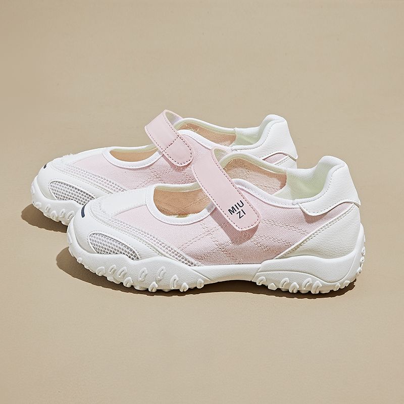 Fashion Weightlight mary jane shoes women's canvas shoes woman low wedge heel loafer fashion patchwork mesh shoes ladies strappy flats