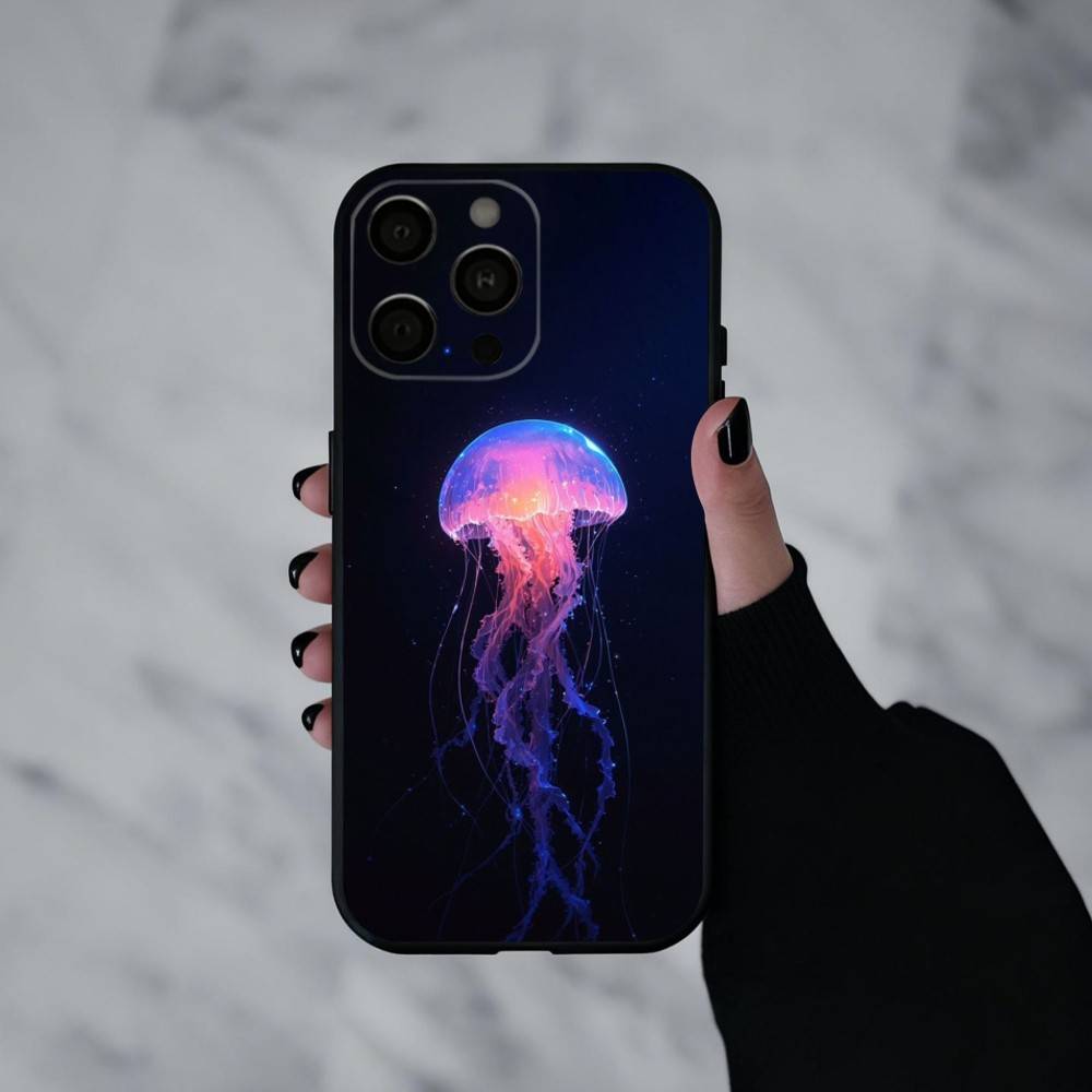 Pink Jellyfish Tear Phone Case For iPhone 17pro, 16,15,14,13,12,11 X XR Plus,Others Soft Black Cover