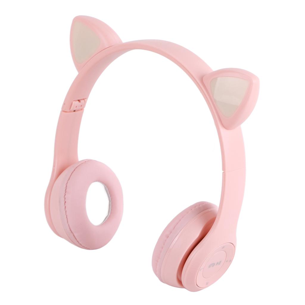 Wireless Headset Cute Cat Shape HiFi Sound Quality Luminous Stereo Bluetooth Headphones for Home School Office