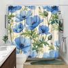 Blaue Seeanemone Blume Waschbar Schmutzabweisend Duschvorhang Duschkopf Wasserdicht Polyester Badvorhang Für Heimdeko