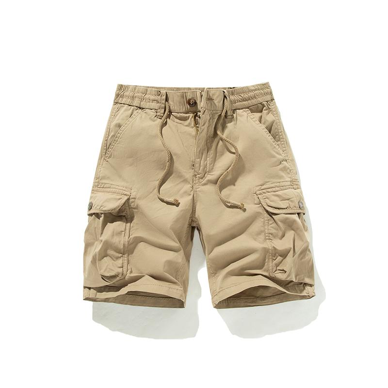

Workwear Shorts Men s Summer Casual Five Quarter Pants Pure Cotton Loose Multi Pocket Versatile Pants 28 хакі
