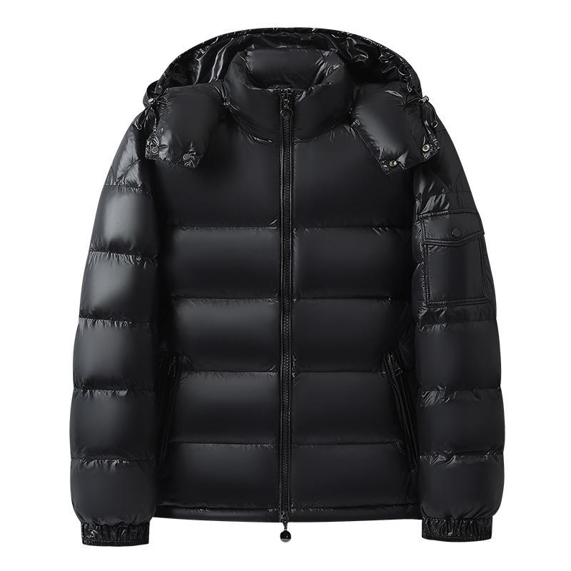 Unisex Bright Surface Hooded Down Workwear Jacket - Two-Way Opening Extra Large чёрный