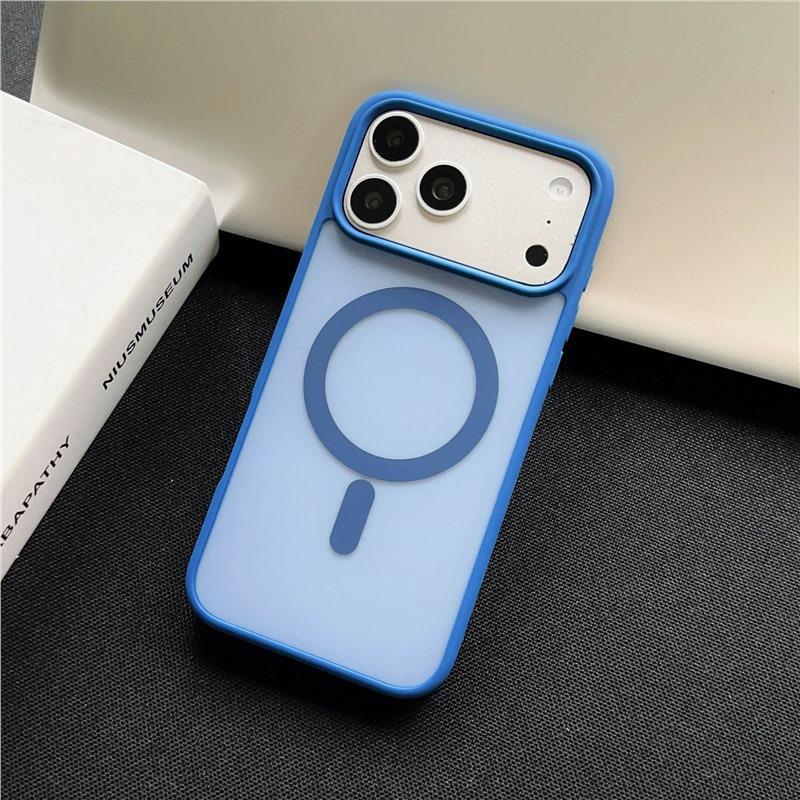 New Matte Magnetic Drop-Proof Case for iPhone 17 Pro Max - Color Block Design, Skin-Feel Texture, Compatible with Apple 16.