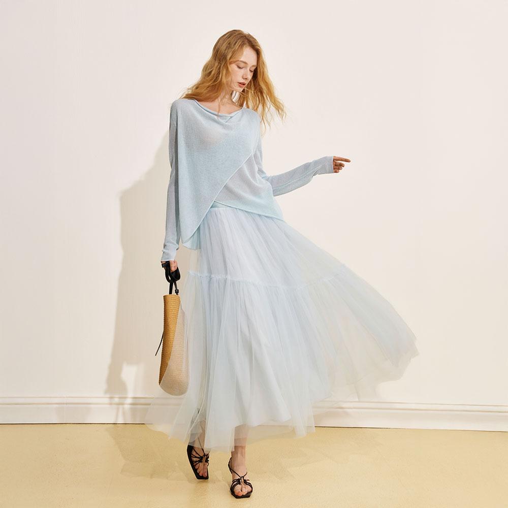 Waiwaiaiem Yy_Flowing A-Line Mesh Skirt_2Color