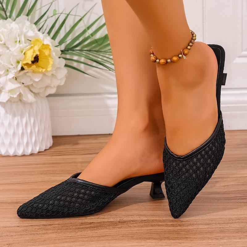 Minimalist Fashion Slippers 2025 Summer New Women's Slim Heel One Line Ladies Fashion High Heel Slippers Women Shoes
