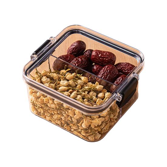 Food Storage Box Sealed Transparent Multi-Compartment Container Stackable Food Canister for Kitchen A