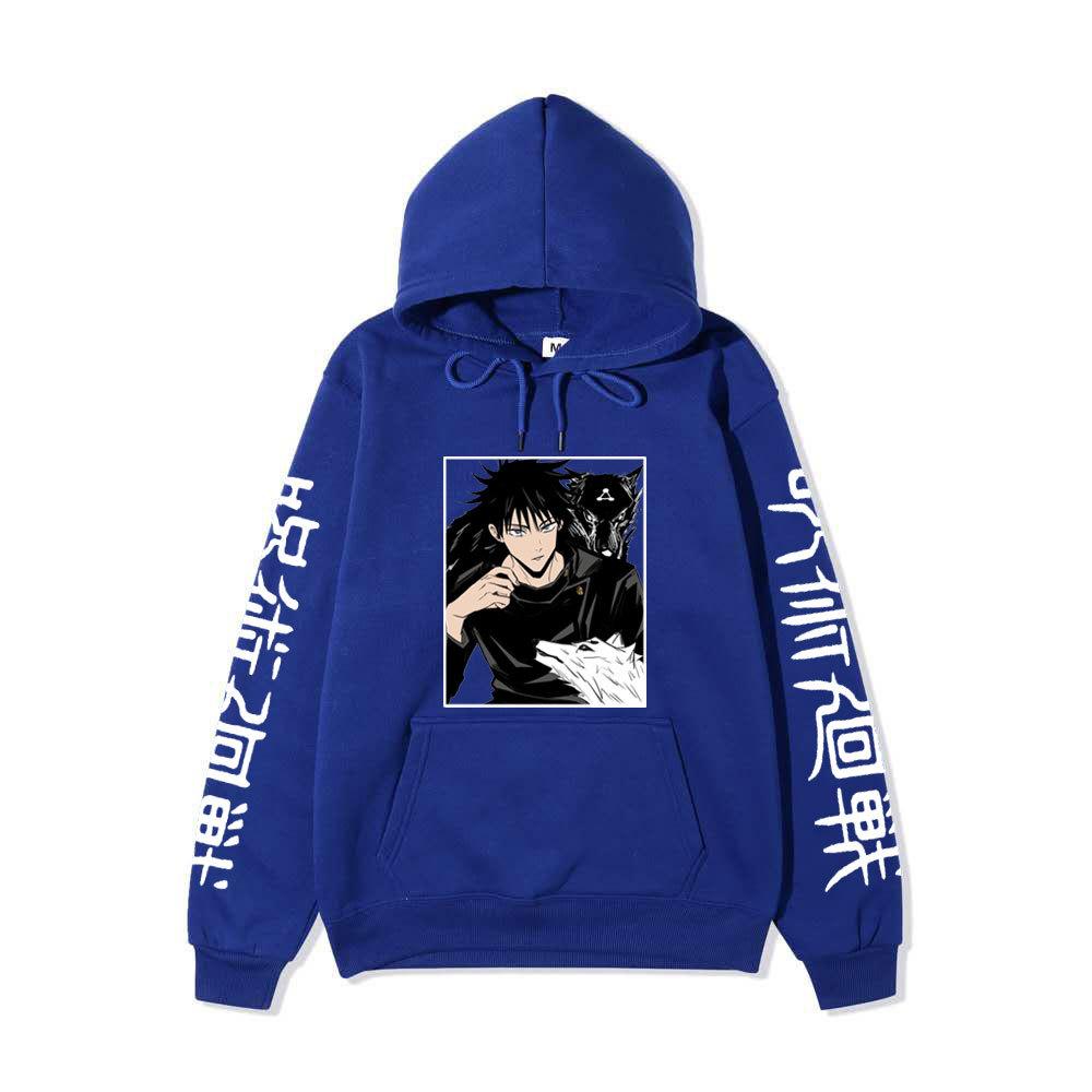 Japanese Anime Hoodie Sweatshirt Jujutsu Kaisen Satoru Gojo Anime Print Soft Fleece Warm Long Sleeve Hooded Sweatshirt