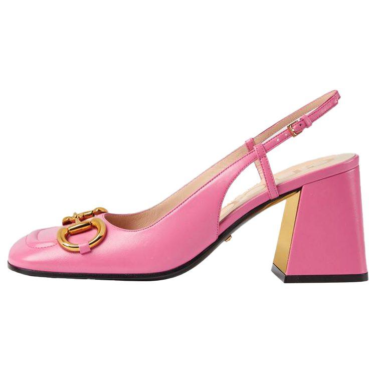 Gucci Horsebit Chunky Heel High Heels 7.5cm Women's Pink 643892 C9D00 5609