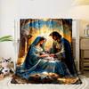 Heilige Familie Krippe Decke Gedruckte Decke für Wohnzimmer Bett Sofa Mittagspause Weiche Gemütliche Decke für Freundesfest Geschenk