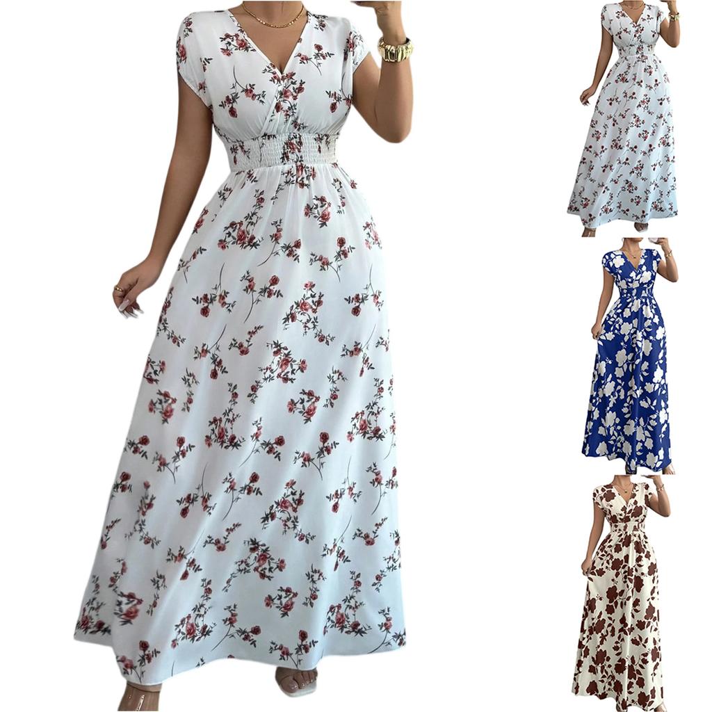 Women's Dress Casual Flowy Dresses R-neck Vocation Boho Beach Sundress