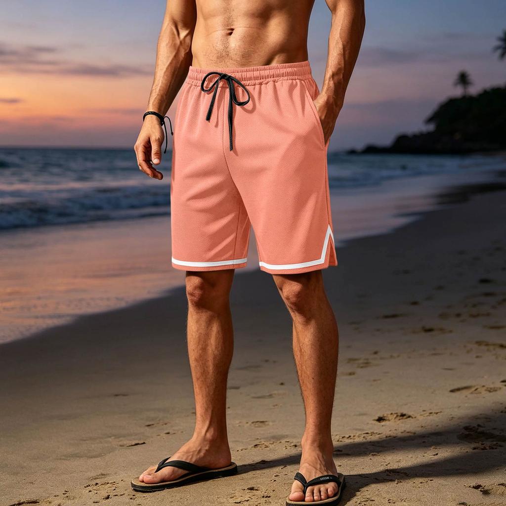 Men's Breathable Mesh Athletic Shorts Lightweight Casual Sportswear with Elastic Waistband and Drawstring for Outdoor Activities and Gym