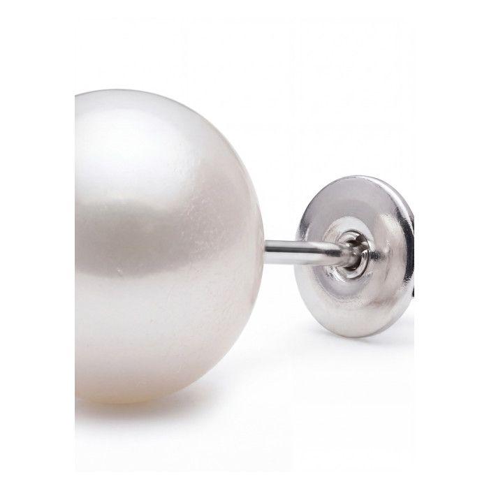 Boucles d'oreilles - PEARLS &amp; COLORS - Boutons - Perle d'eau douce 10-11 mm - Perle blanche AAA+ - Or blanc 9 ct