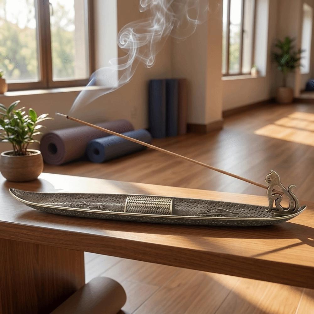 Traditional Cat Whispers Incense Tray Metal Incense Holder Creative Incense Censer Spa Salon Use