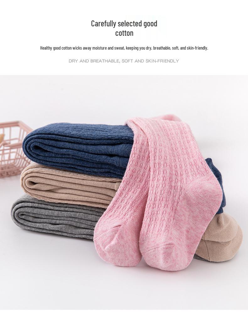 Leggings a doppio ago per bambini: Collant monocolore per primavera e autunno - Versatili collant per bambina/studentessa
