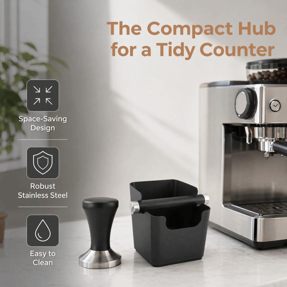 Stainless Steel Espresso Knock Box Removable Knock Bar Coffee Grounds Container Home Use