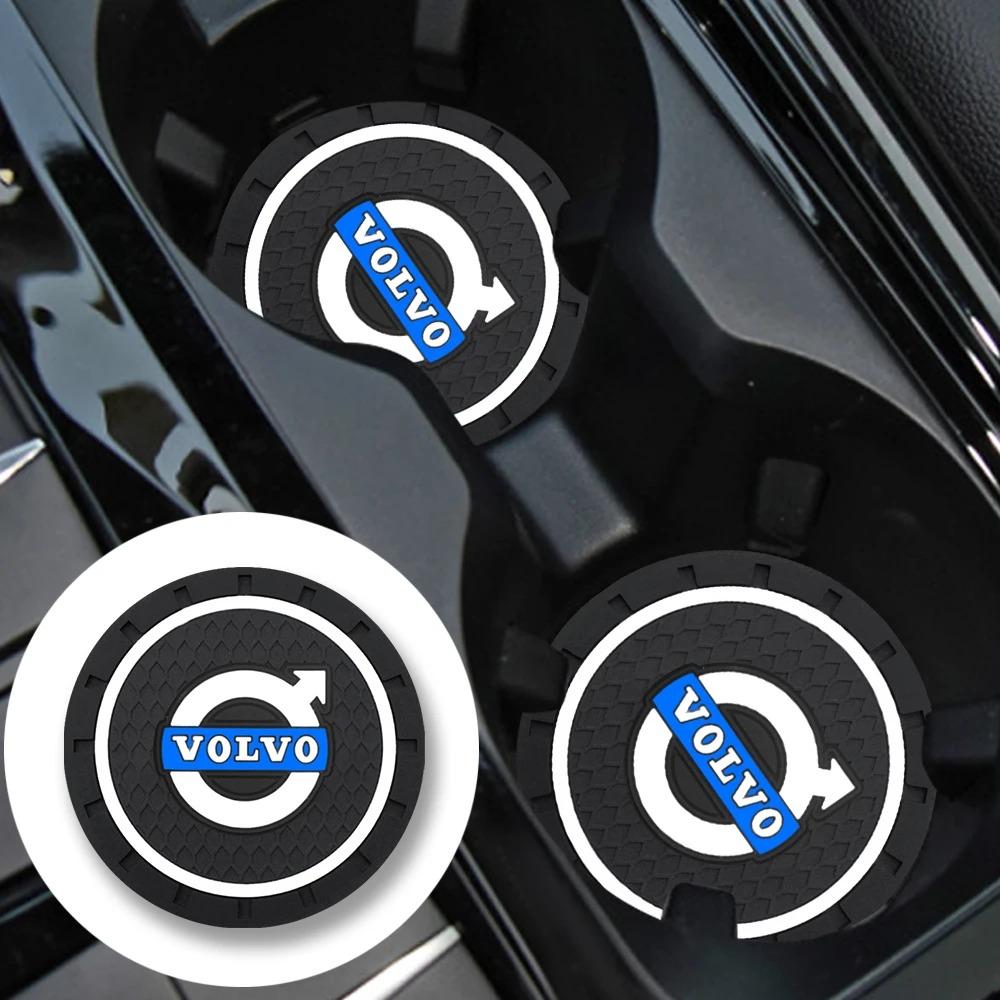 zpebr9 2Pcs Car Coaster Non-Slip Silicone Mat Auto Interior Anti-Slip Cup Pad For Volvo XC90 XC60 C30 T6 S60 C70 XC40 V40 XC70 V70 V60