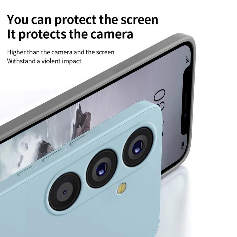 For Samsung A54 5G Case Liquid Silicone Camera Lens Protector Phone Cases For Samsung Galaxy A54 A55 A15 5G Soft Back Cover