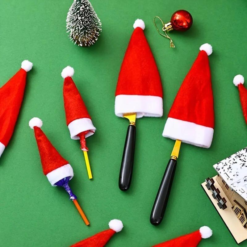 1/3/5/10/20/50/100PCS Christmas Decoration Tableware Holder Bag Christmas Hat Fork Knife Cutlery Bag Xmas Home Kitchen Decor Ornament Navidad New Year