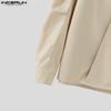INCERUN Camisas Casuales Holgadas de Manga Larga con Cuello en V para Hombre de Talla Grande con Cruce Delantero