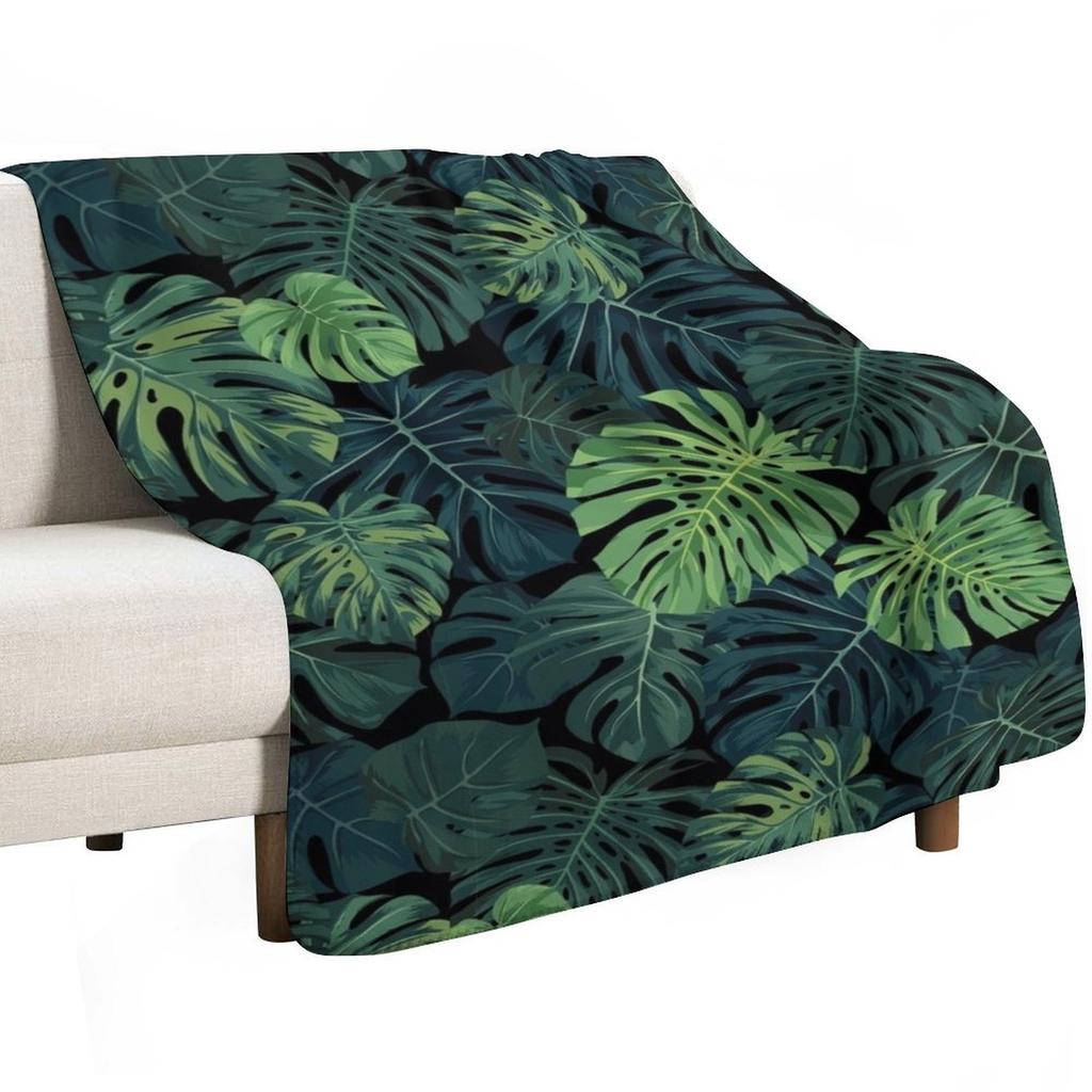 Monstera Leaves Throw Blanket Designers Hairys Warm Winter Soft Blankets
