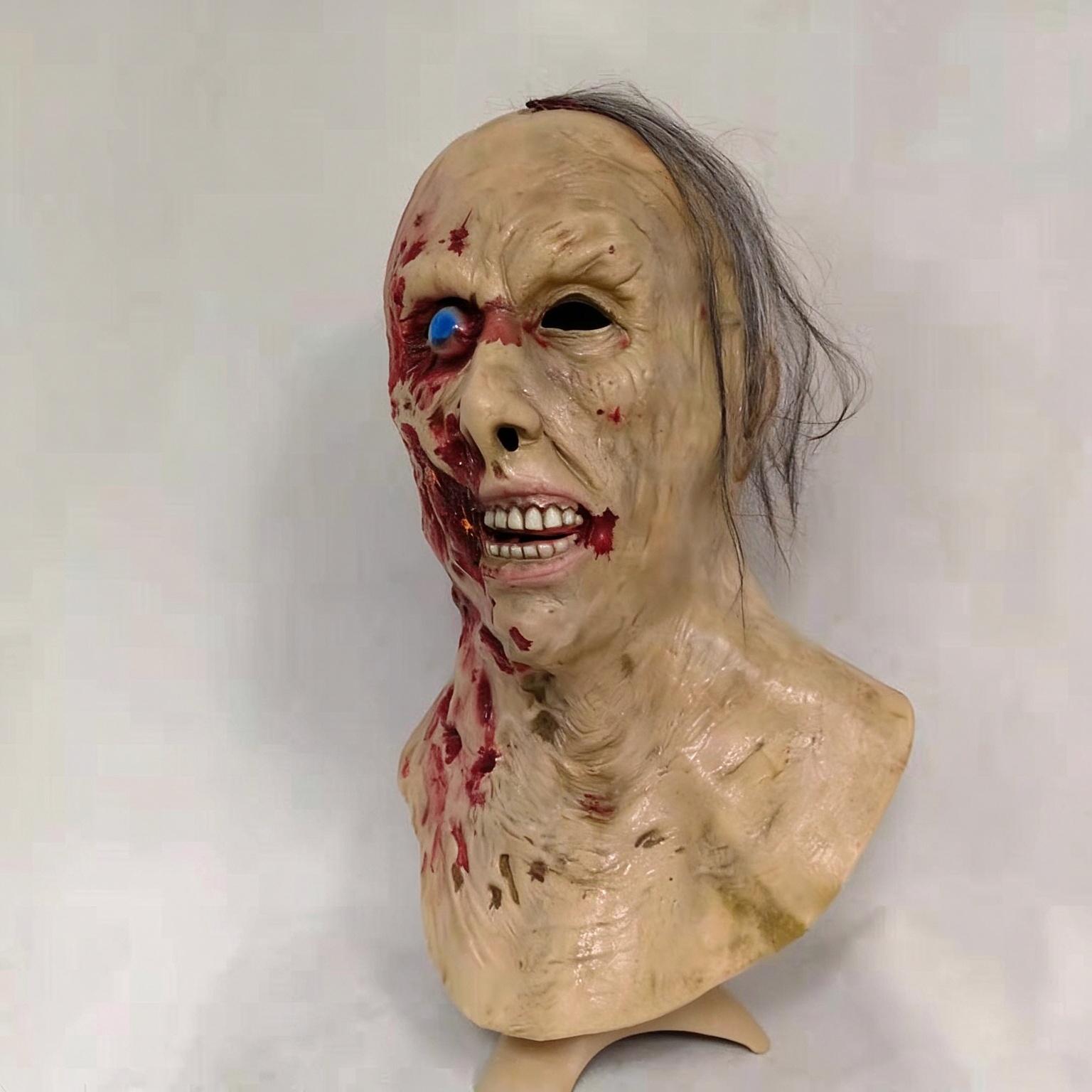 Verrottende Gesichts-Zombie-Kopfbedeckung, Party-Latexmaske One size fits all adults beige
