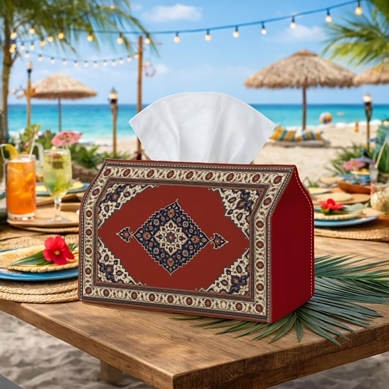 1pc Turkish Oriental Tissue Box with Classic Medallion Lid - Ornate Napkin Holder Suitable for Rolls/Facial Tissues, Decorative Storage Organizer for