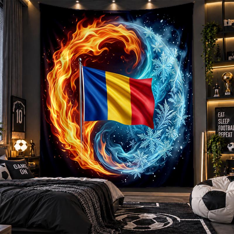 Tapisserie murale Imprimé Football Roumanie Tissu pour Salon Chambre Décoration de Maison