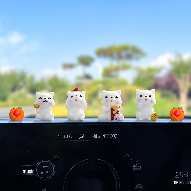 Charming Fortune Puppy Car Dashboard Ornament - Cute Interior Decoration Accessory