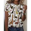 Women's Large Size 3D Giraffe Print T-Shirt - Casual Summer Short-sleeved Crew Neck Top.