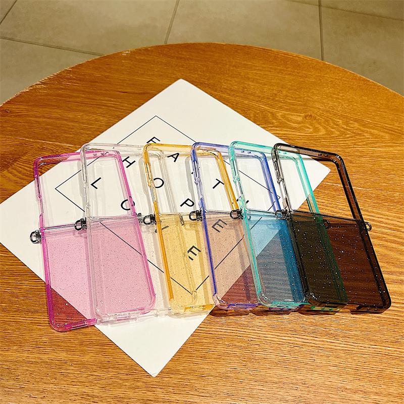 For Samsung Galaxy Z Flip 7 6 5 4 3 Flip6 Flip7 Flip5 Phone Case Glitter Candy Color Fold Shockproof Cover
