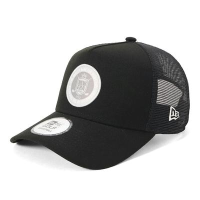New Era Golf Mesh Cap 9FORTY A-Frame Trucker Black FREE Size Circle Patch Antibacterial Sweatband Adjustable Unisex