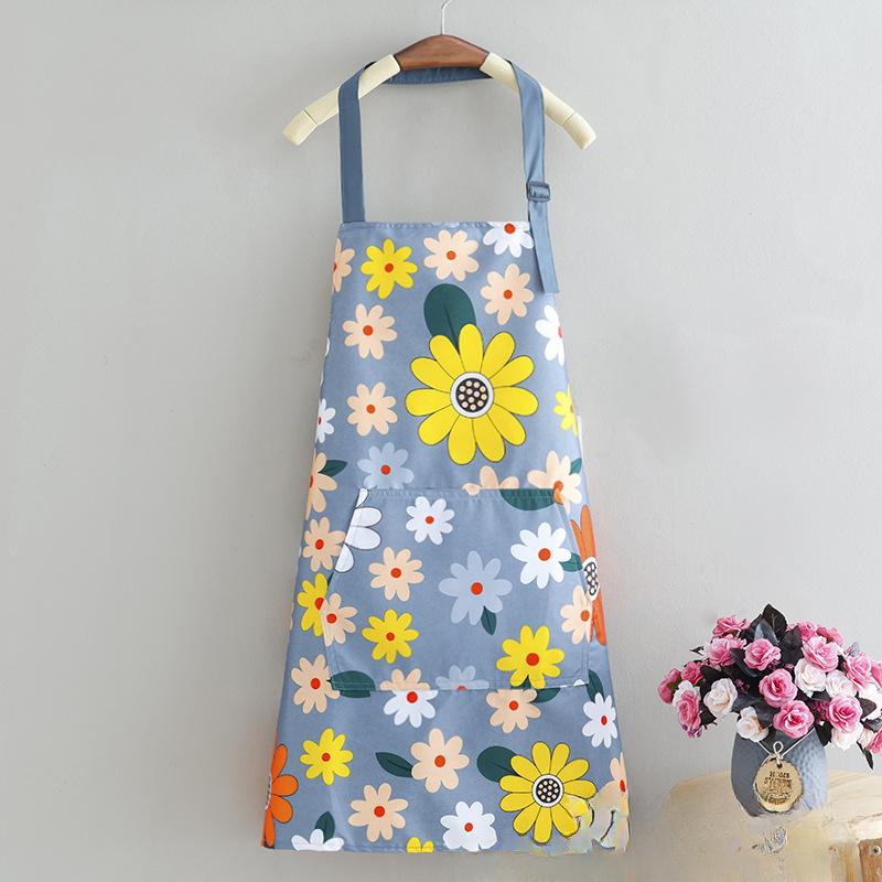 

1 шт. Регулируемый фартук с цветочным и сердечным принтом - Легко чистящийся ПВХ материал, Большой передний карман, Стильный кухонный аксессуар для готовки и садоводства жёлтый