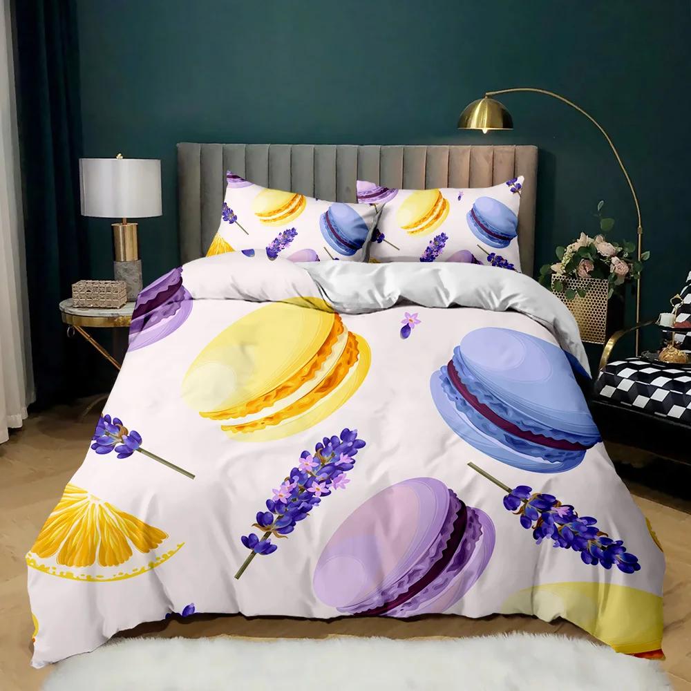 Doughnut Duvet Cover Colorful Tie Dye Qulit Cover For Kids Gift Girly Cute Sweet Multicolor Dessert Food Polyester Bedding Set