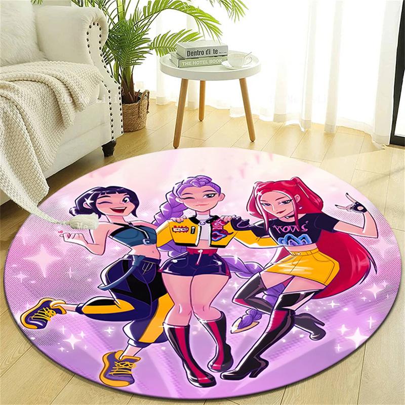 1pc KPop Demon Hunters15 Design Printed Area Round Carpet for Bedroom Living Room Home Decor Rugs Mat Non Slip Mat Rug for Bedside