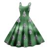 Women's Fashion Christmas Printed Sexy Strapless Gothic Cocktail Dress Punk Vintage Dress