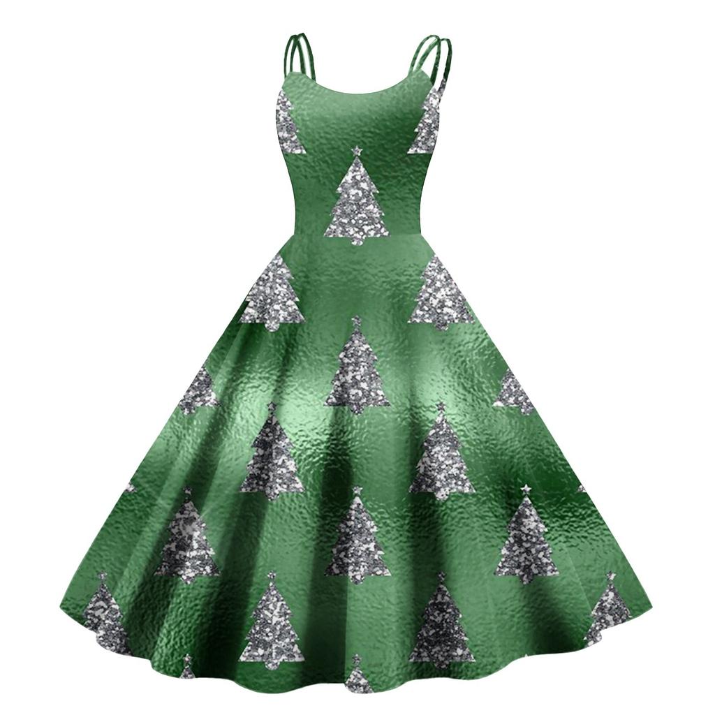 Women's Fashion Christmas Printed Sexy Strapless Gothic Cocktail Dress Punk Vintage Dress